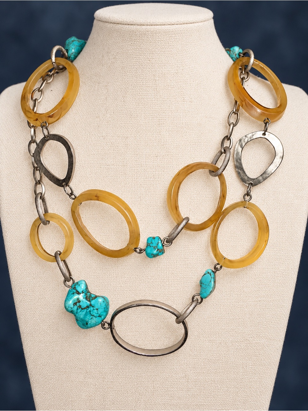 Chicos Turquoise & Amber Statement Necklace - Women Jewelry